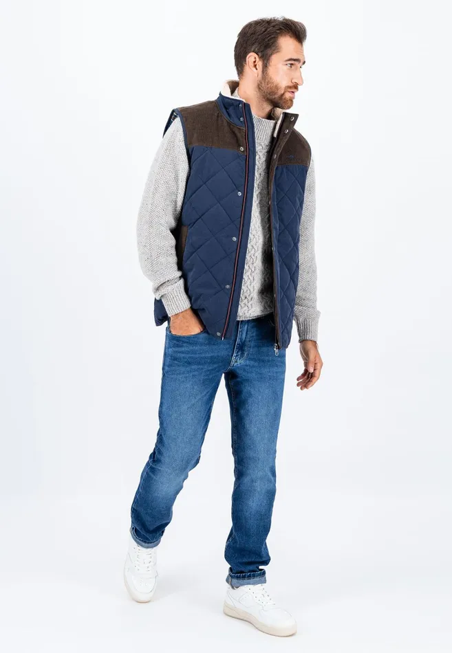 Jackets and Coats Men FYNCHHATTON Vest From Cotton Mix In TwoColor Dark Navy