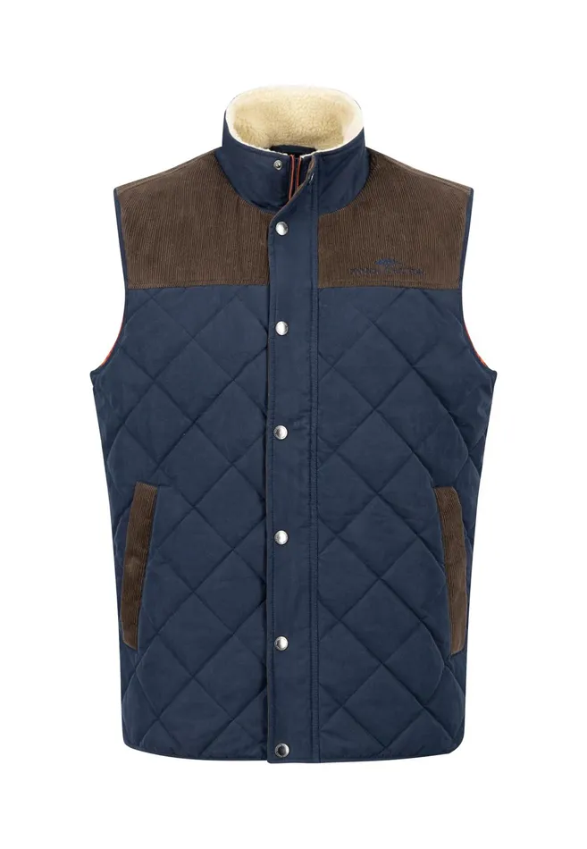 Jackets and Coats Men FYNCHHATTON Vest From Cotton Mix In TwoColor Dark Navy
