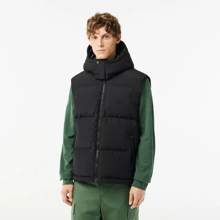 Jackets and Coats Men Lacoste Men039s Qulted Croc Down Vest Black 031