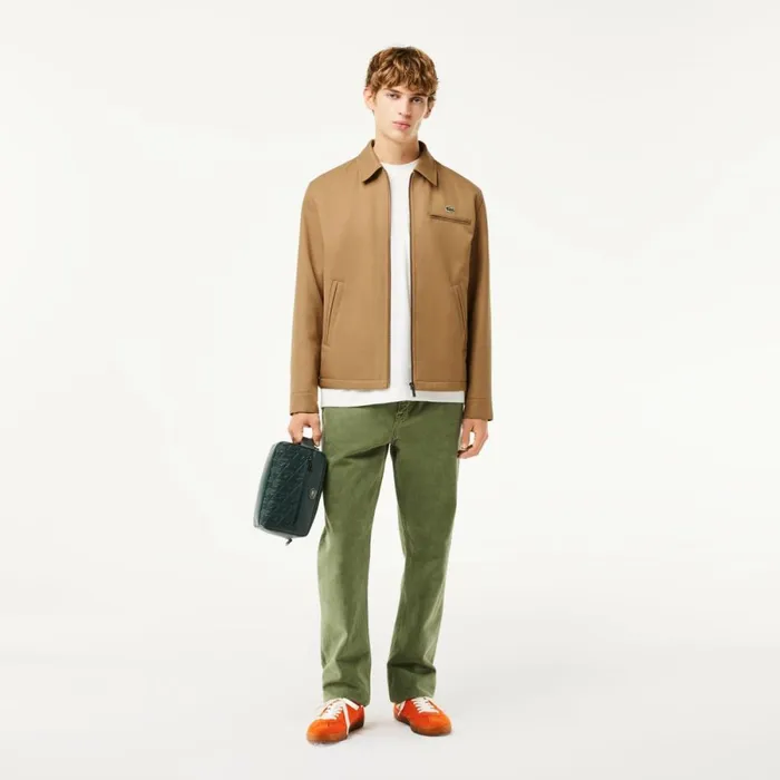 Jackets and Coats Men Lacoste Men039s Short Padded Twill Jacket Brown Six