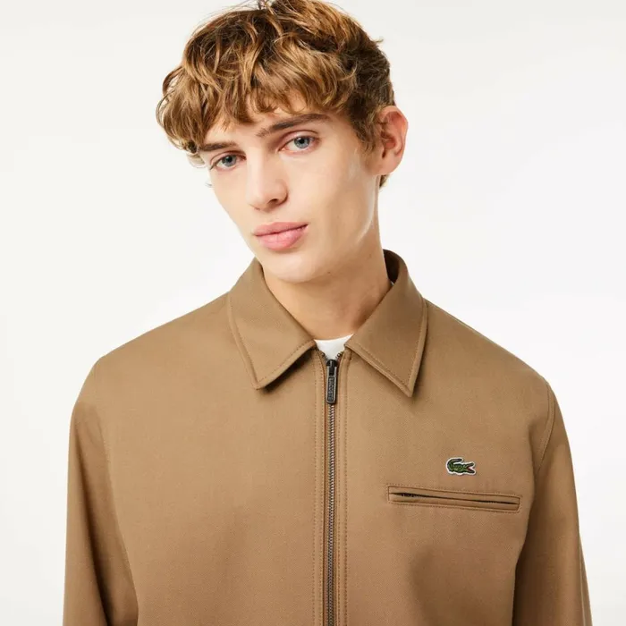 Jackets and Coats Men Lacoste Men039s Short Padded Twill Jacket Brown Six