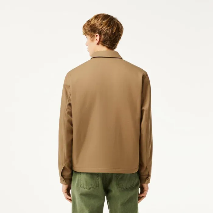 Jackets and Coats Men Lacoste Men039s Short Padded Twill Jacket Brown Six