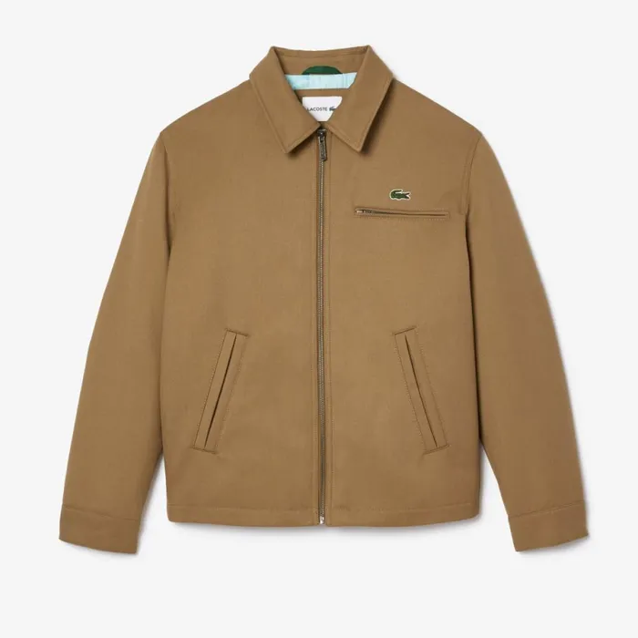 Jackets and Coats Men Lacoste Men039s Short Padded Twill Jacket Brown Six