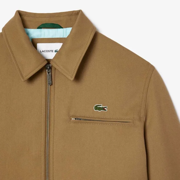 Jackets and Coats Men Lacoste Men039s Short Padded Twill Jacket Brown Six