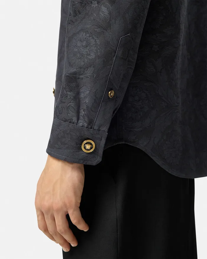 Jackets and Coats Men Versace Barocco Jacquard Overshirt Gray