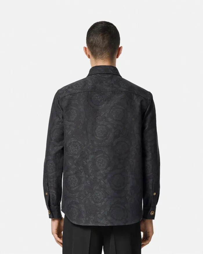 Jackets and Coats Men Versace Barocco Jacquard Overshirt Gray