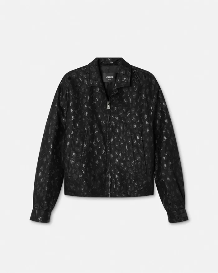 Jackets and Coats Men Versace Leopard Jacquard Blouson Jacket Black