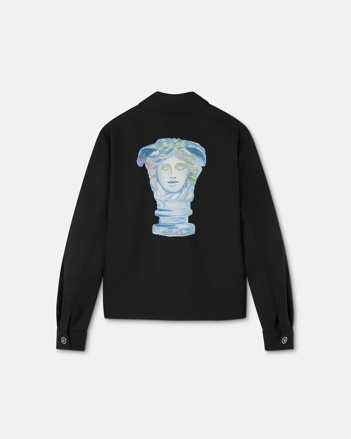 Jackets and Coats Men Versace Medusa Gallery Wool Blouson Jacket Black