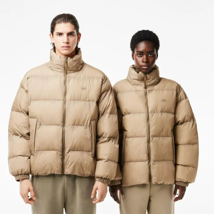 Jackets and Coats MenWomen Lacoste Unisex Short Waterproof Puffer Jacket Khaki Green Izd