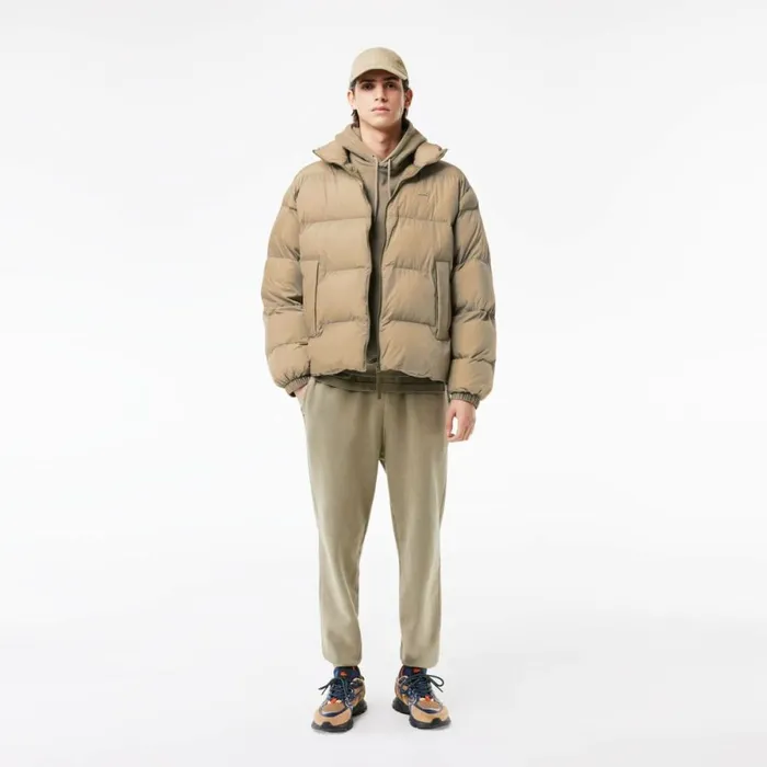 Jackets and Coats MenWomen Lacoste Unisex Short Waterproof Puffer Jacket Khaki Green Izd