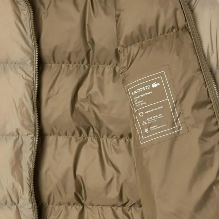 Jackets and Coats MenWomen Lacoste Unisex Short Waterproof Puffer Jacket Khaki Green Izd