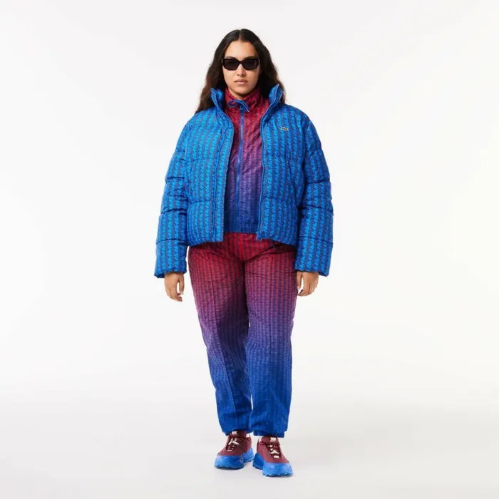 Jackets and Coats Women Lacoste Women039s Monogram Print Ombr Track Jacket Red Blue Navy Blue Qji