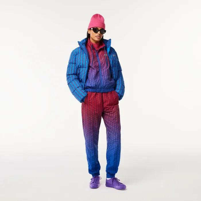 Jackets and Coats Women Lacoste Women039s Monogram Print Ombr Track Jacket Red Blue Navy Blue Qji