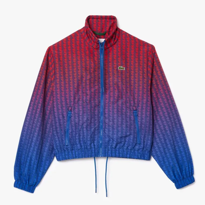 Jackets and Coats Women Lacoste Women039s Monogram Print Ombr Track Jacket Red Blue Navy Blue Qji
