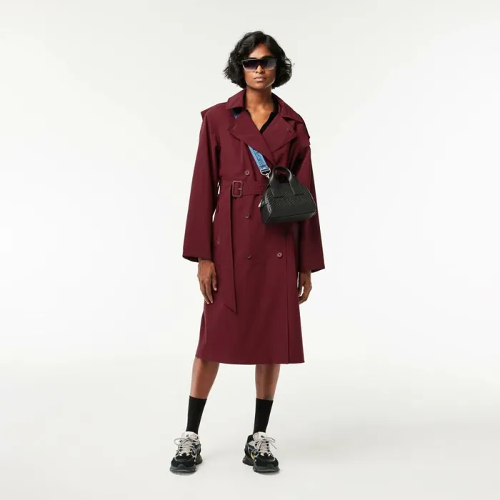 Jackets and Coats Women Lacoste Women039s Oversized Trench Coat Bordeaux Yup
