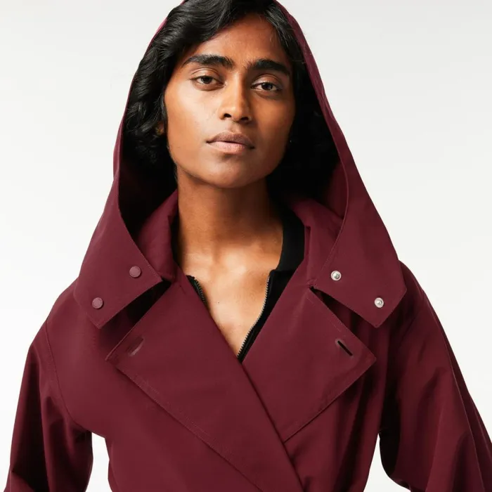 Jackets and Coats Women Lacoste Women039s Oversized Trench Coat Bordeaux Yup