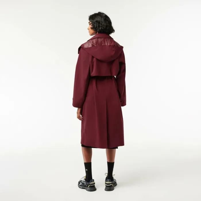 Jackets and Coats Women Lacoste Women039s Oversized Trench Coat Bordeaux Yup