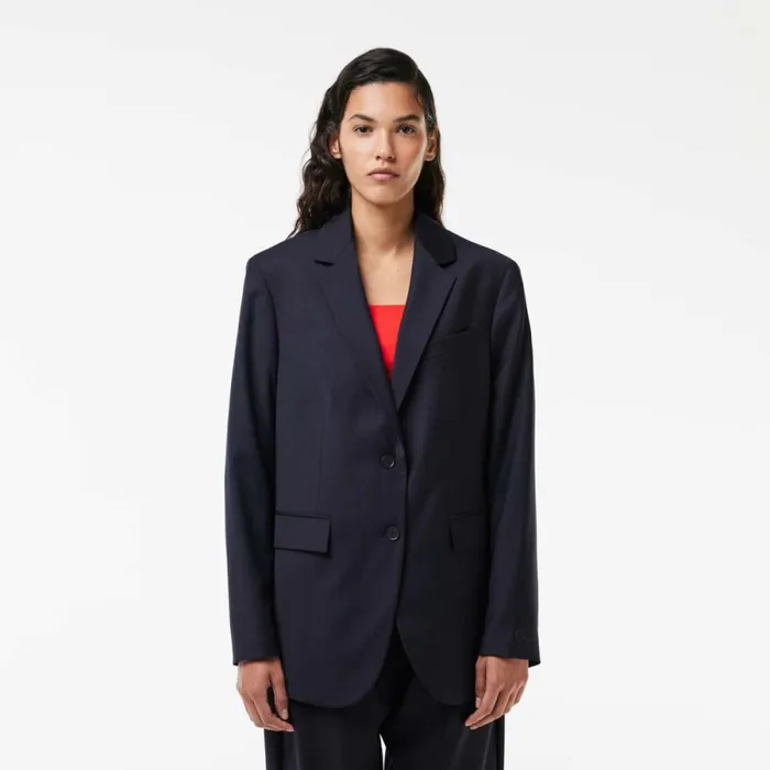 Jackets and Coats Women Lacoste Women039s Oversized Wool Blazer Abysm Blue Hde Jackets and Coats Women Lacoste Women039s Oversized Wool Blazer Abysm Blue Hde
