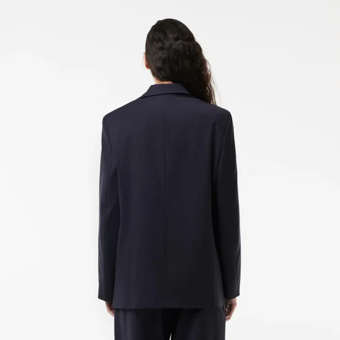 Jackets and Coats Women Lacoste Women039s Oversized Wool Blazer Abysm Blue Hde