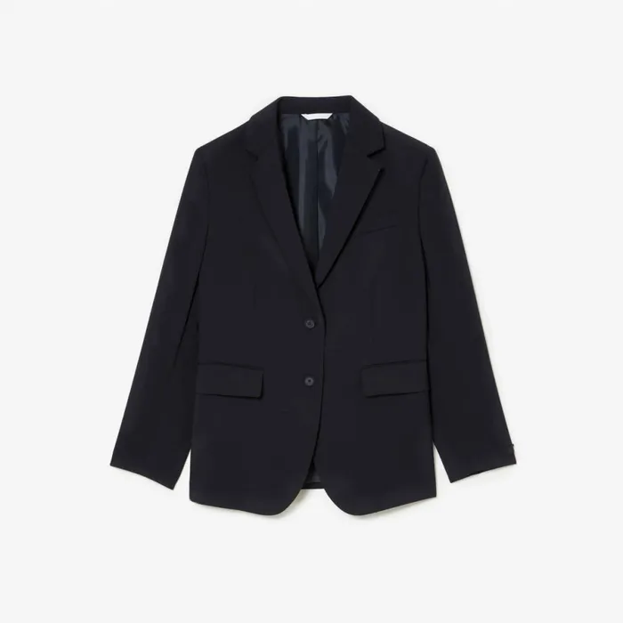 Jackets and Coats Women Lacoste Women039s Oversized Wool Blazer Abysm Blue Hde