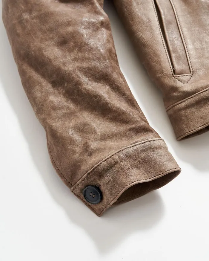 Jackets and Outerwear Men Billy Reid Bishop Leather Jacket Taupe