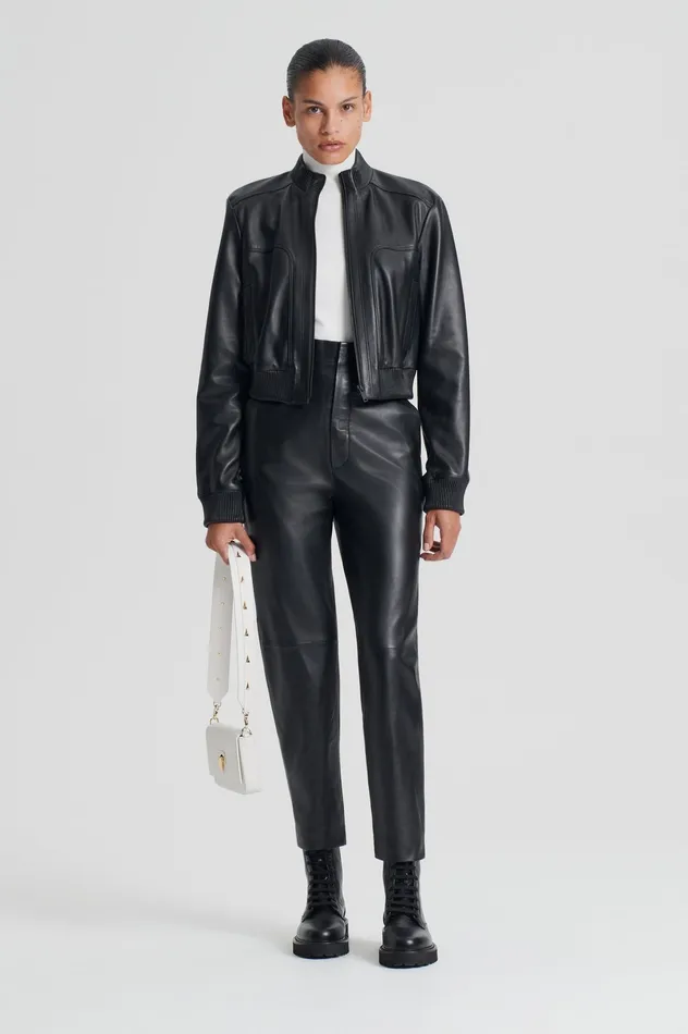 Jackets Women LEATHER BOMBER BLACK Scanlan Theodore