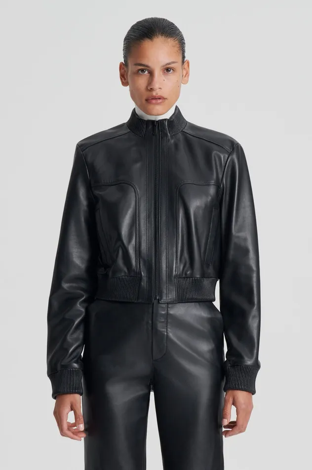 Jackets Women LEATHER BOMBER BLACK Scanlan Theodore