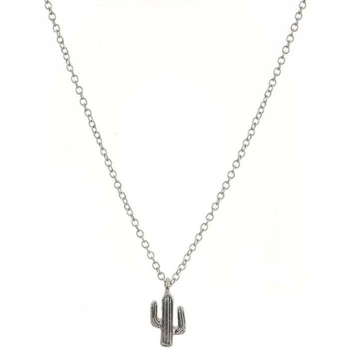 Jewelry Women Justin Boots Justin Saguaro Charm Necklace Silver 040grey041