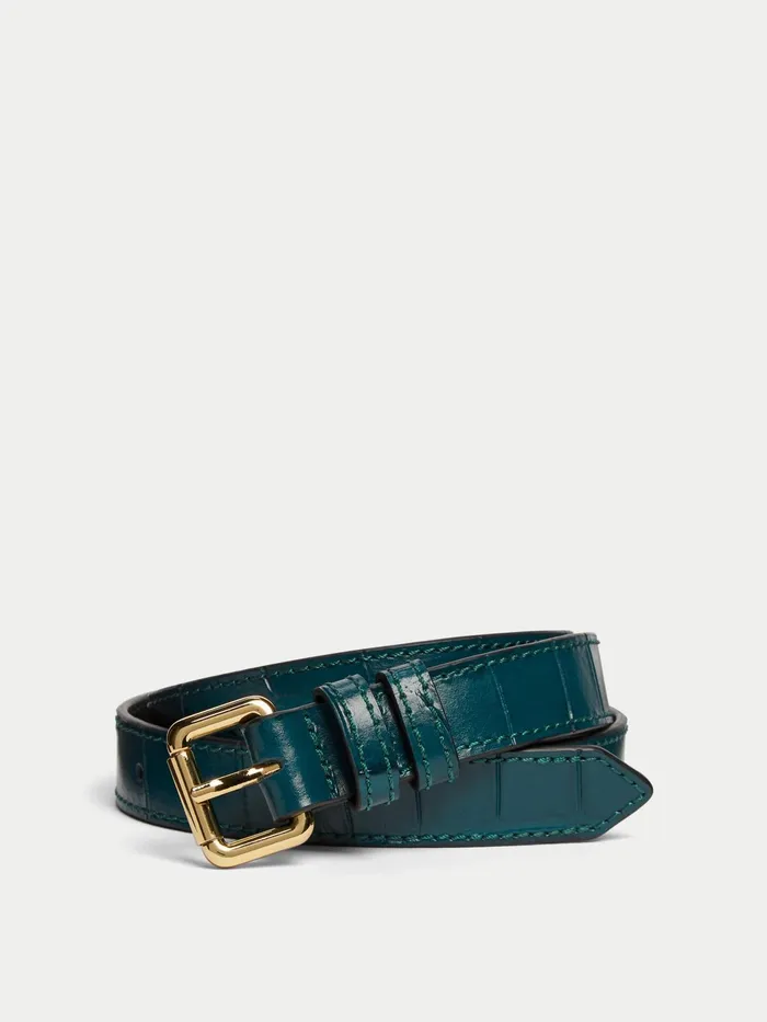 Jigsaw Belts Women Leather Croc Belt Blue
