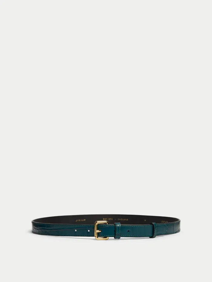 Jigsaw Belts Women Leather Croc Belt Blue