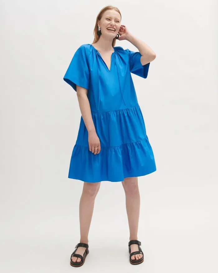 Jigsaw Dresses and Jumpsuits Women Poplin Smocked Mini Dress Blue