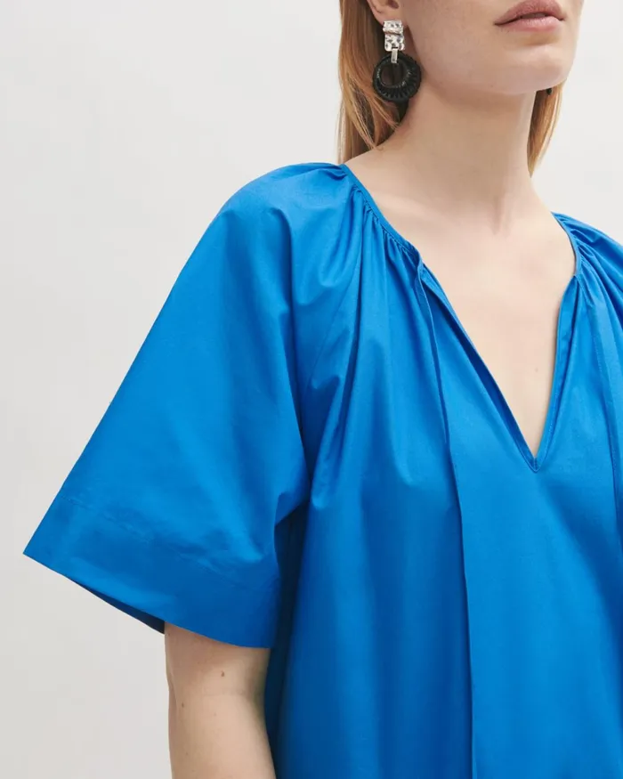 Jigsaw Dresses and Jumpsuits Women Poplin Smocked Mini Dress Blue