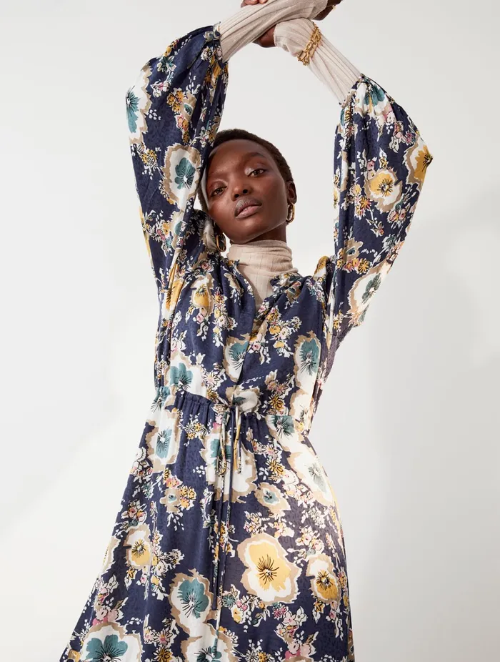 Jigsaw Dresses and Jumpsuits Women Vintage Floral Tiered Dress Blue