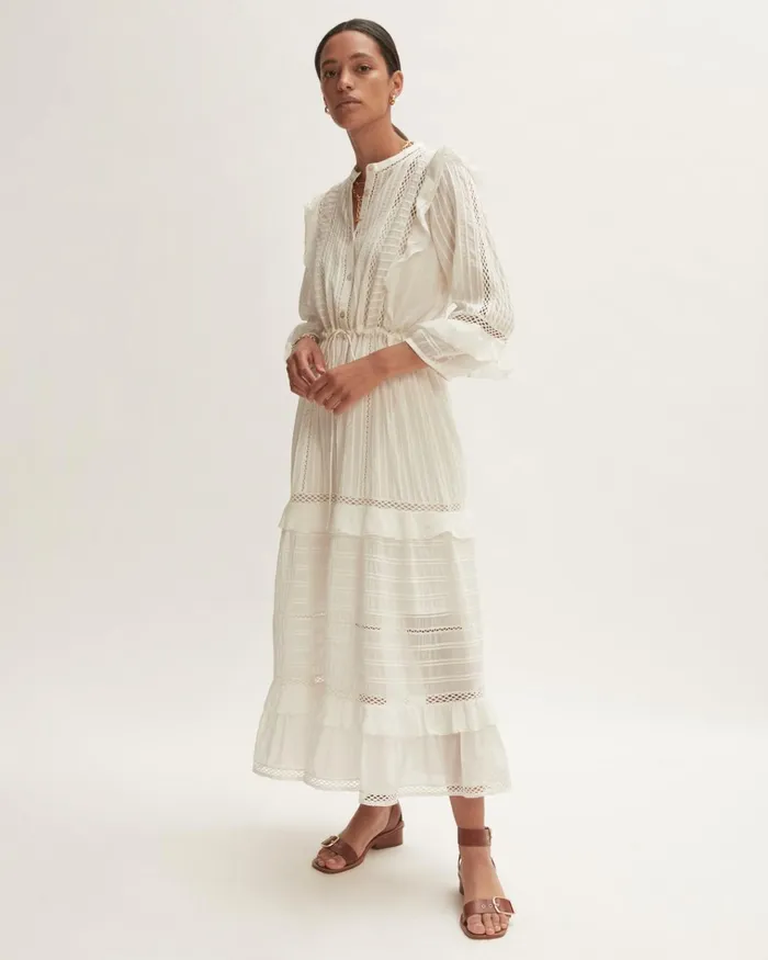Jigsaw Dresses and Jumpsuits Women Voile Pintuck Maxi Dress White