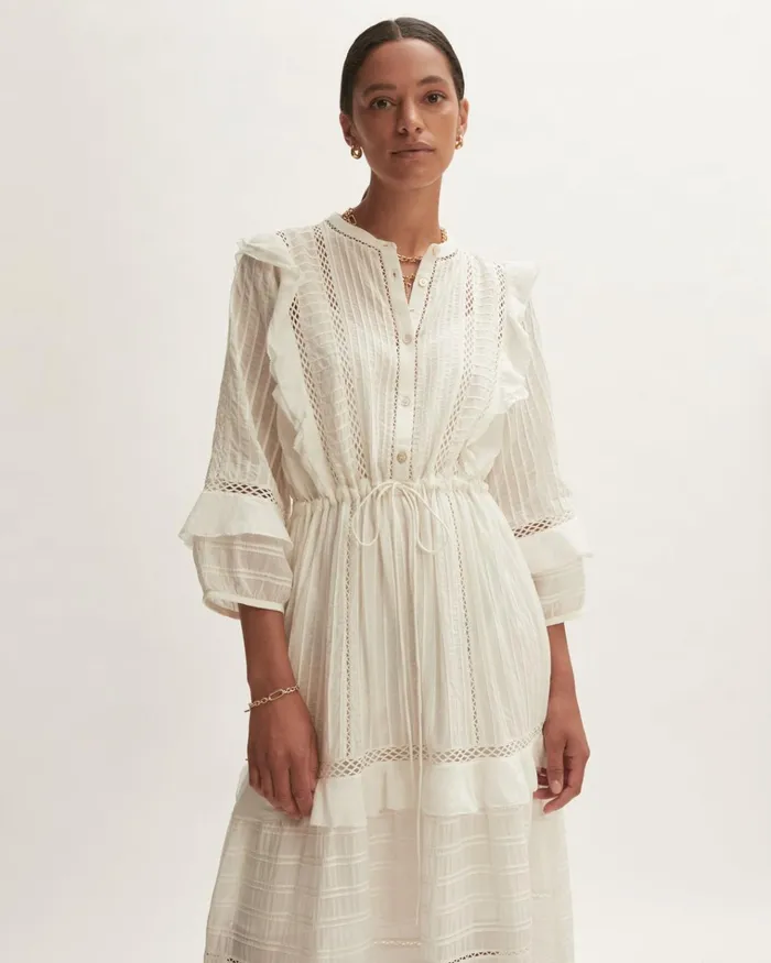 Jigsaw Dresses and Jumpsuits Women Voile Pintuck Maxi Dress White