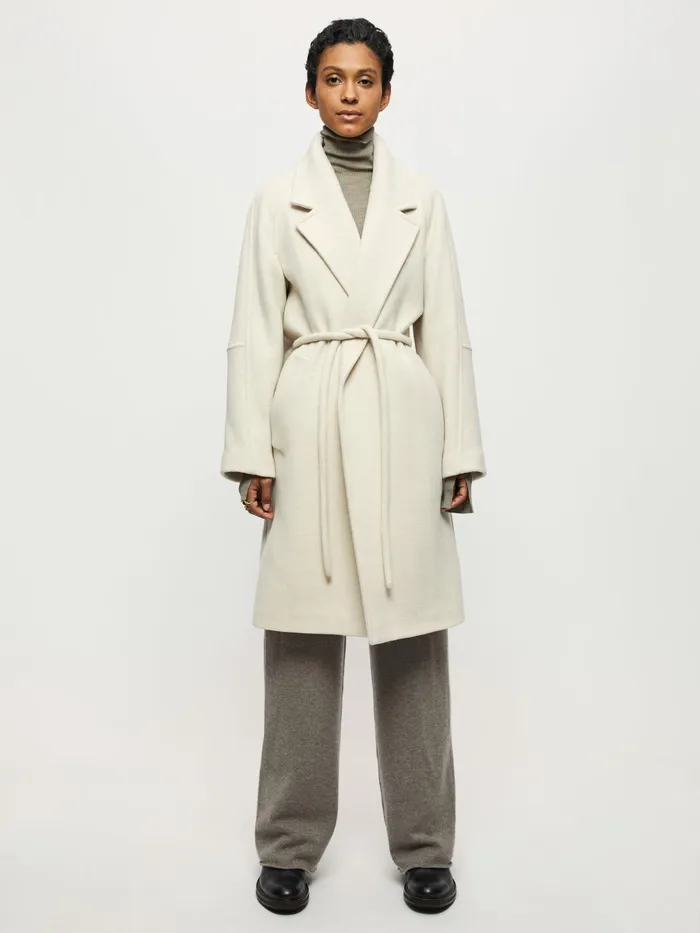 Jigsaw Jackets Women Brushed Wool Coat Cream