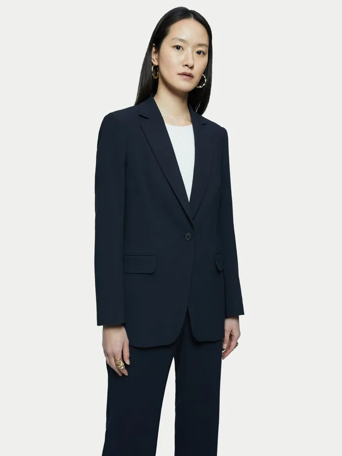 Jigsaw Jackets Women Crosshatch Knox Blazer Blue