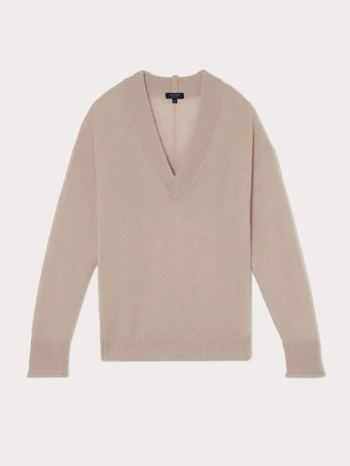 Jigsaw Knitwear and Cashmere Women Cloud Cashmere V Neck Jumper Cream
