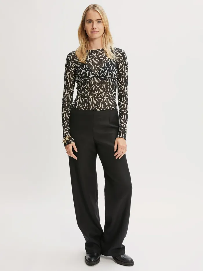 Jigsaw Knitwear and Cashmere Women Dash Print Plisse Jumper Black