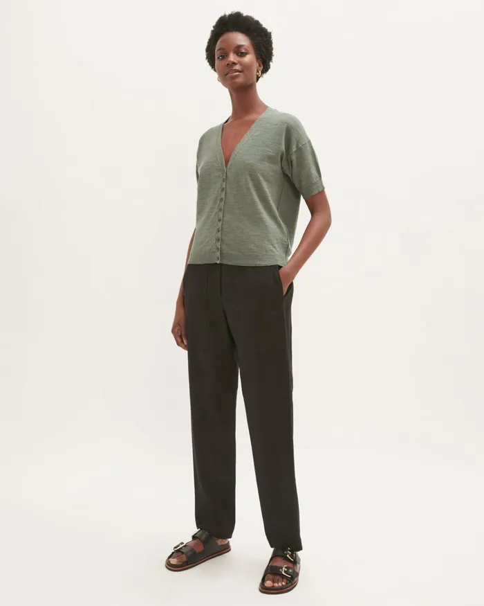 Jigsaw Knitwear and Cashmere Women Linen Cotton Cardigan Green