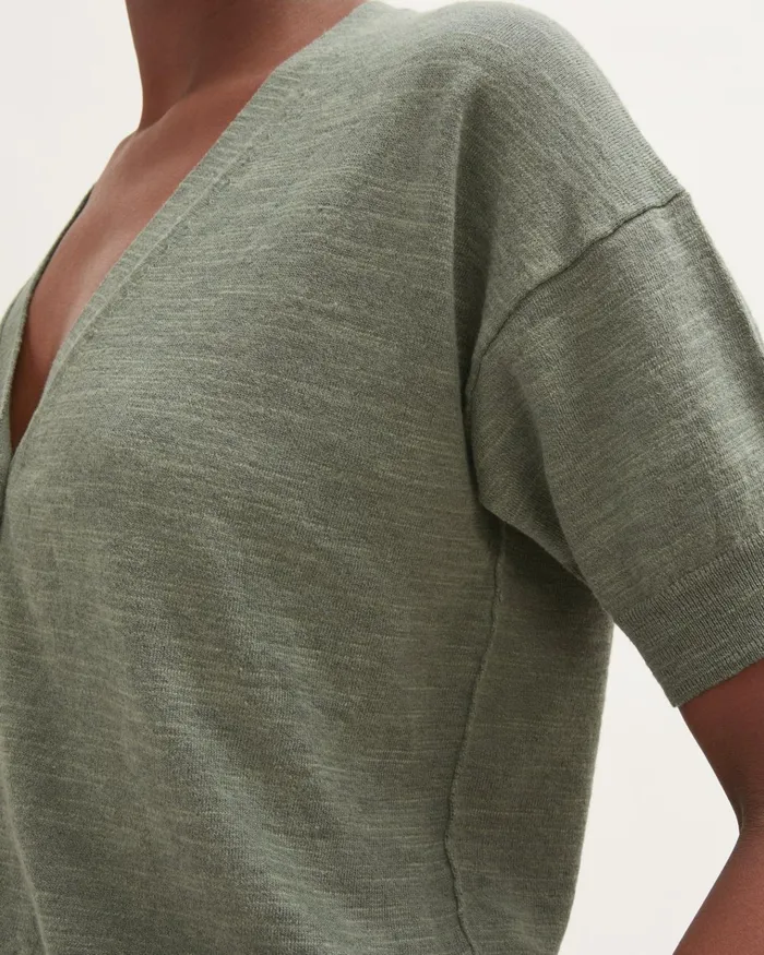 Jigsaw Knitwear and Cashmere Women Linen Cotton Cardigan Green