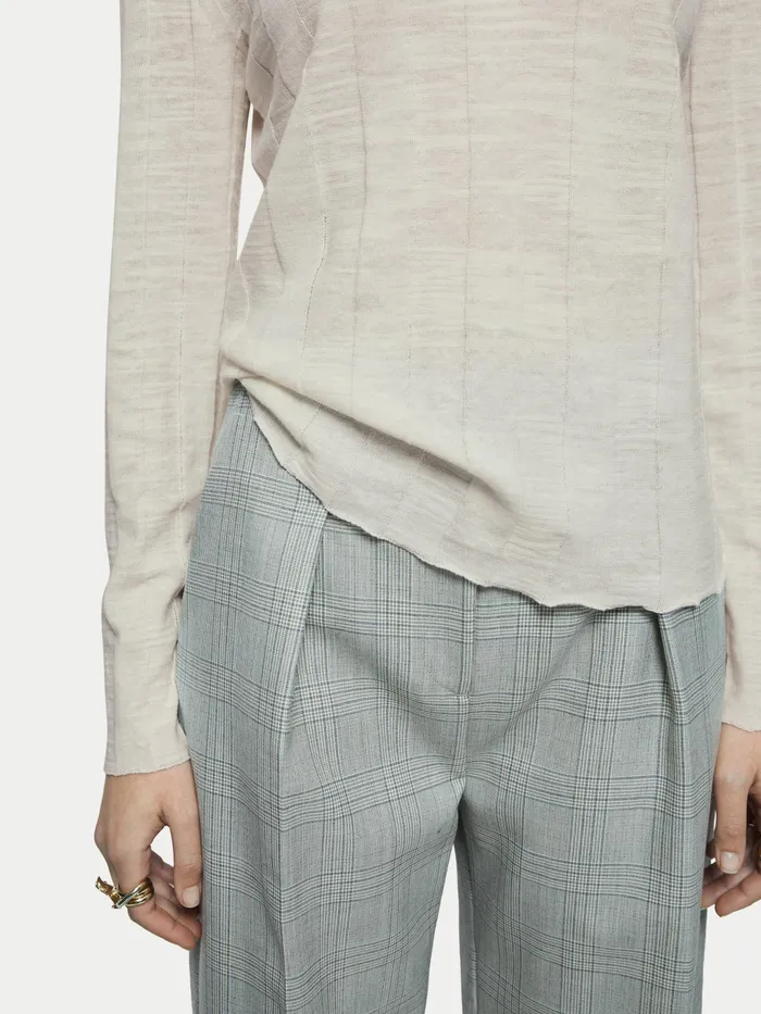 Jigsaw Knitwear and Cashmere Women Linen Cotton Rib V Neck Jumper Cream