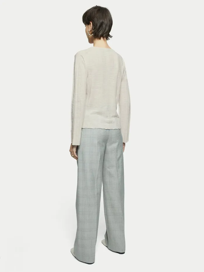 Jigsaw Knitwear and Cashmere Women Linen Cotton Rib V Neck Jumper Cream