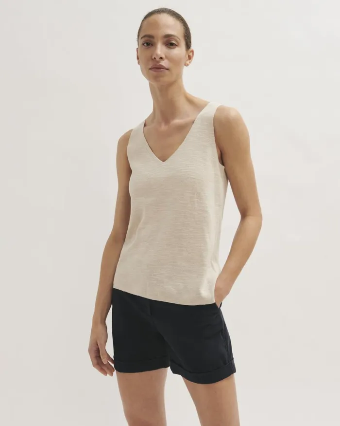 Jigsaw Knitwear and Cashmere Women Linen Cotton Tank White
