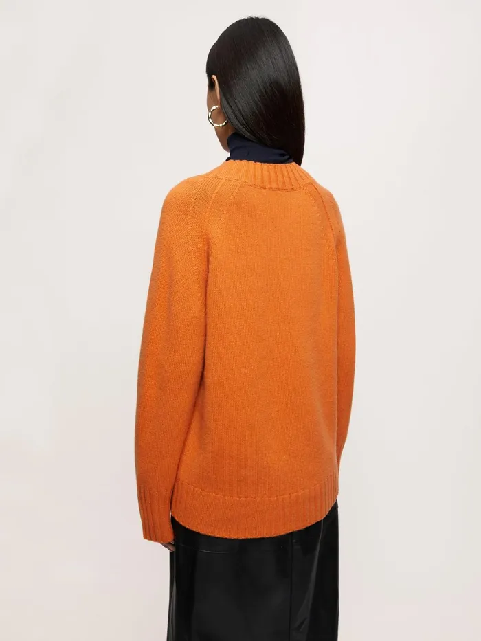 Jigsaw Knitwear and Cashmere Women Luxe V Neck Jumper Orange