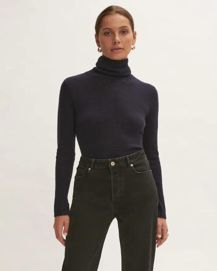 Jigsaw Knitwear and Cashmere Women Merino Cashmere Roll Neck Blue