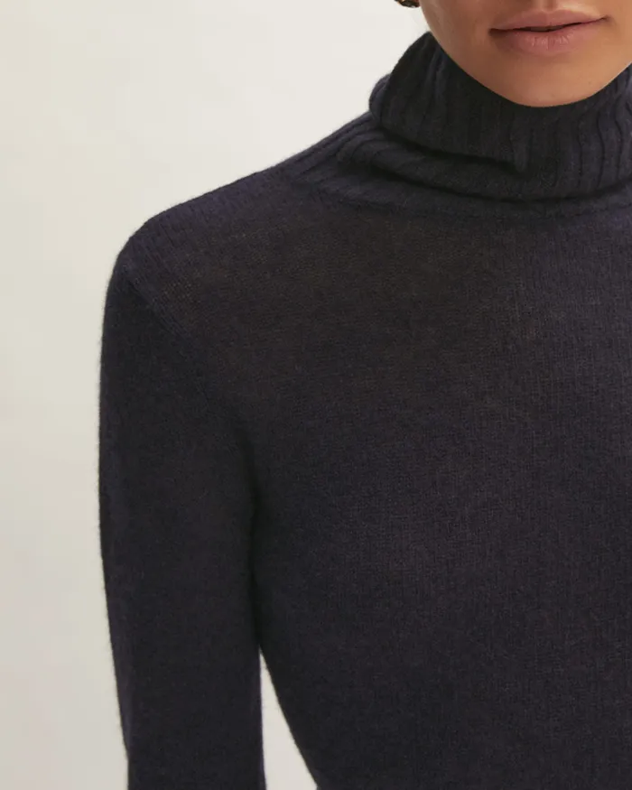 Jigsaw Knitwear and Cashmere Women Merino Cashmere Roll Neck Blue