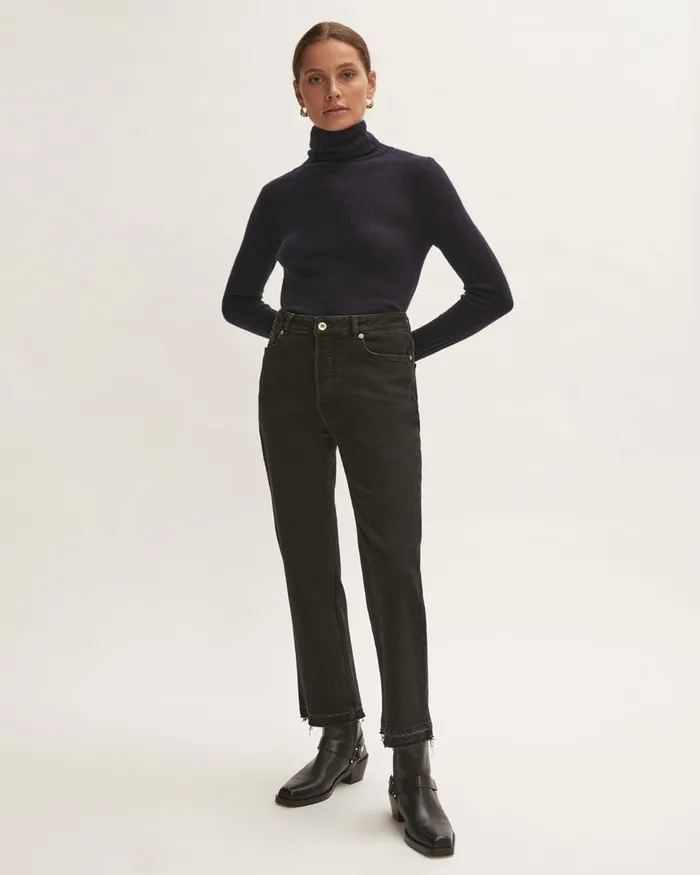 Jigsaw Knitwear and Cashmere Women Merino Cashmere Roll Neck Blue