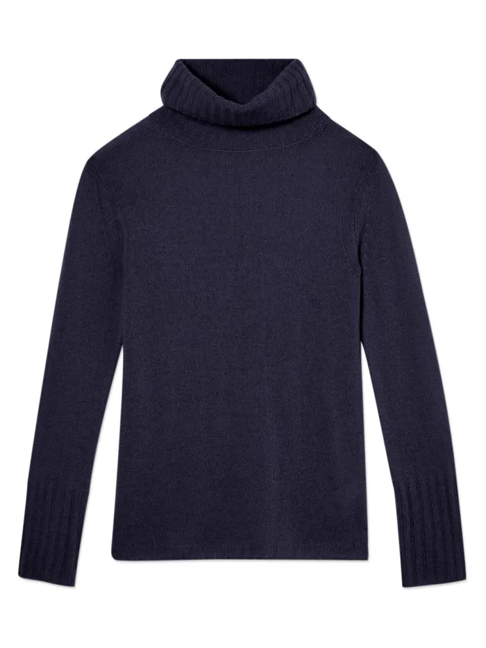 Jigsaw Knitwear and Cashmere Women Merino Cashmere Roll Neck Blue