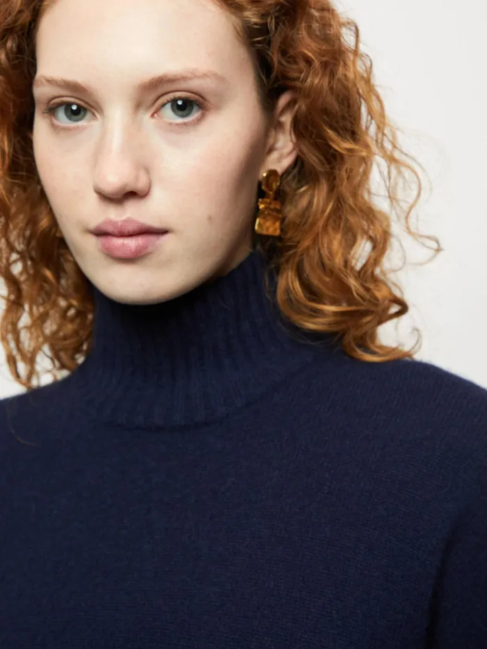 Jigsaw Knitwear and Cashmere Women Merino Cashmere Turtle Jumper Blue